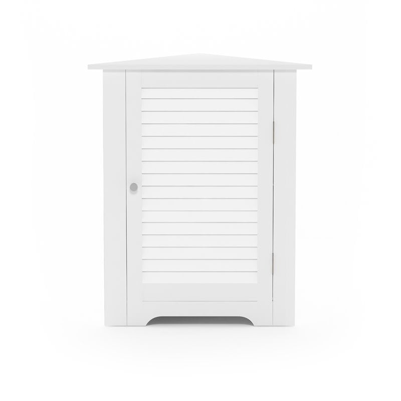 Furinno INDO Engineered Wood Corner Louver Door Cabinet in White