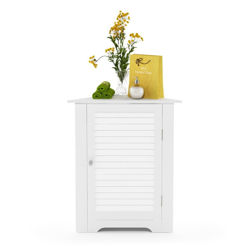 Furinno INDO Engineered Wood Corner Louver Door Cabinet in White