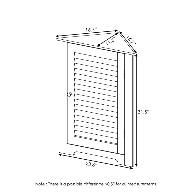 Furinno INDO Engineered Wood Corner Louver Door Cabinet in White