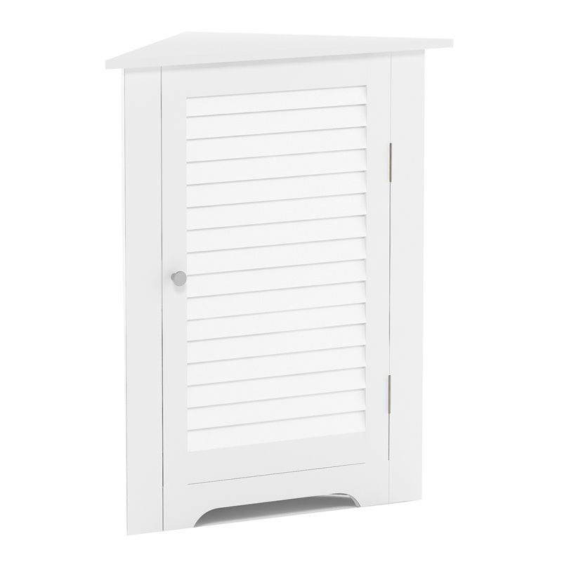 Furinno INDO Engineered Wood Corner Louver Door Cabinet in White