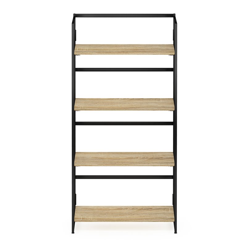 Furinno Riau No Tool Engineered Wood 4-Tier Bookcase in Sonoma Oak/Black
