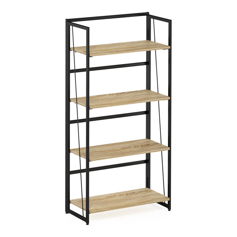 Furinno Riau No Tool Engineered Wood 4-Tier Bookcase in Sonoma Oak/Black