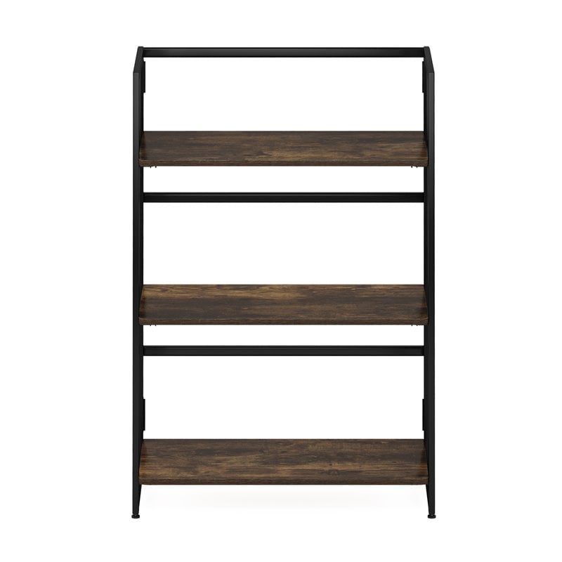 Furinno Riau No Tool Engineered Wood 3-Tier Bookcase in Rustic Oak/Black