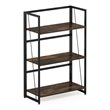 Furinno Riau No Tool Engineered Wood 3-Tier Bookcase in Rustic Oak/Black