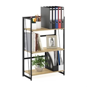 Furinno Riau No Tool Engineered Wood 3-Tier Bookcase in Sonoma Oak/Black