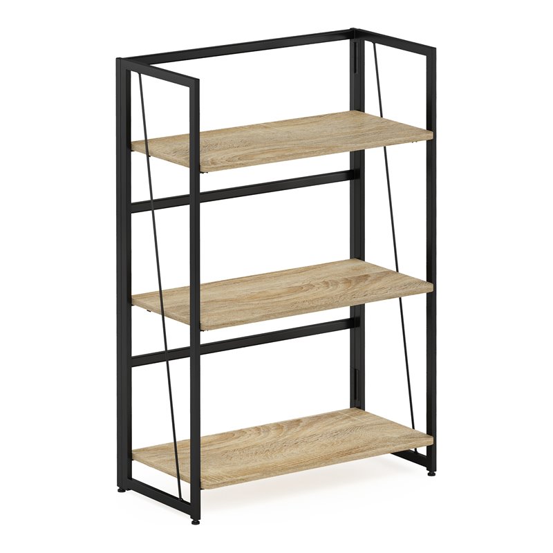 Furinno Riau No Tool Engineered Wood 3-Tier Bookcase in Sonoma Oak/Black