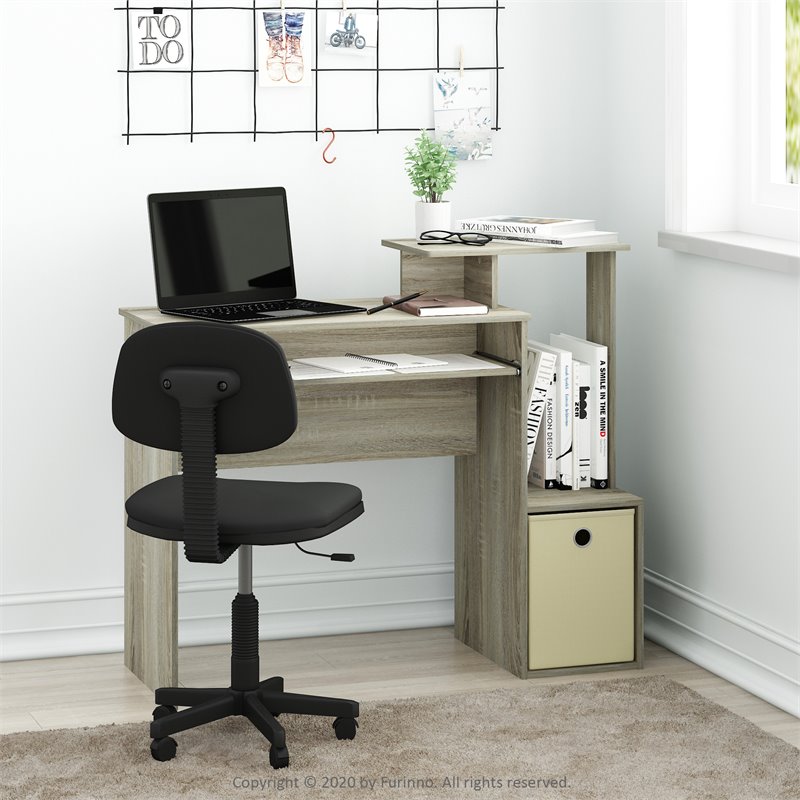 Furinno ECON Wood Multipurpose Computer Writing Desk in Sonoma Oak/Ivory