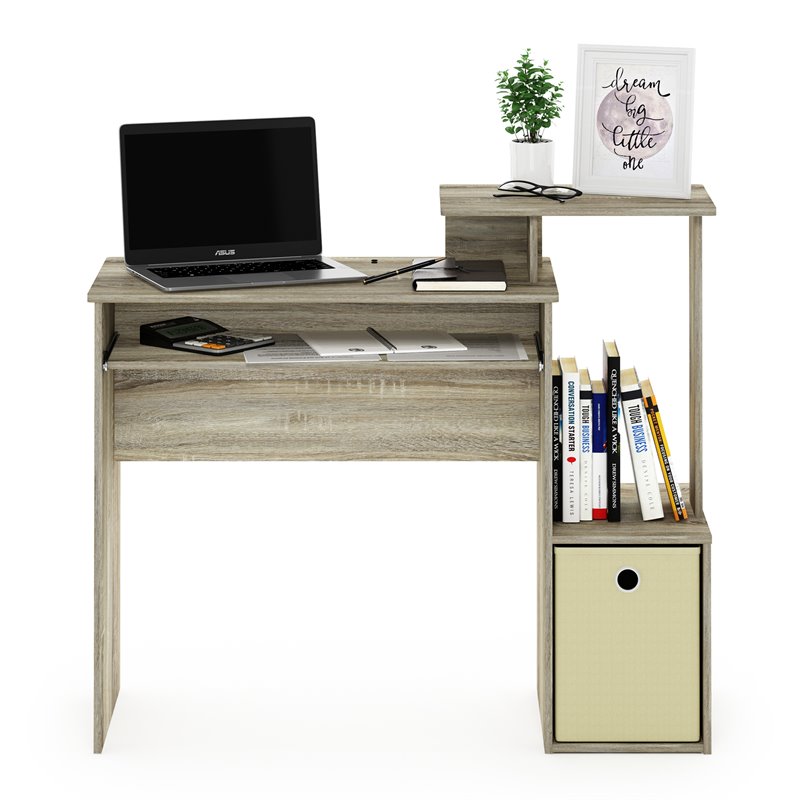 Furinno ECON Wood Multipurpose Computer Writing Desk in Sonoma Oak/Ivory