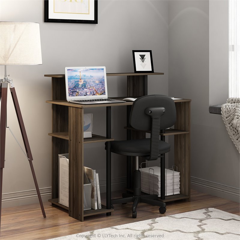 Furinno JAYA Engineered Wood Computer Writing Desk in Columbia Walnut/Black
