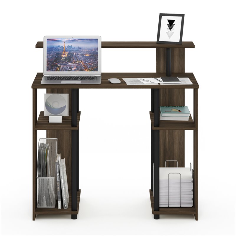 Furinno JAYA Engineered Wood Computer Writing Desk in Columbia Walnut/Black