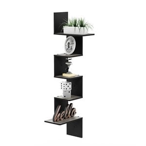 Furinno ROSSI Engineered Wood 5-Tier Wall Floating Corner Shelf in Oak Gray