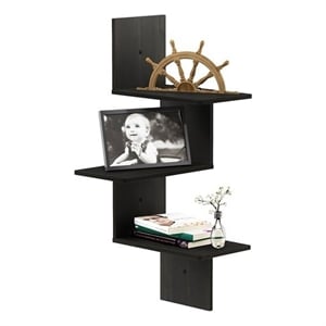 Furinno ROSSI Engineered Wood 3-Tier Wall Floating Corner Shelf in Espresso