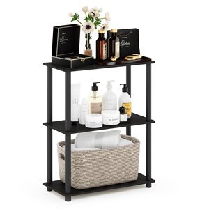 Furinno TURN-N-TUBE Wood 3-Tier Shelf Display Rack in Espresso/Black