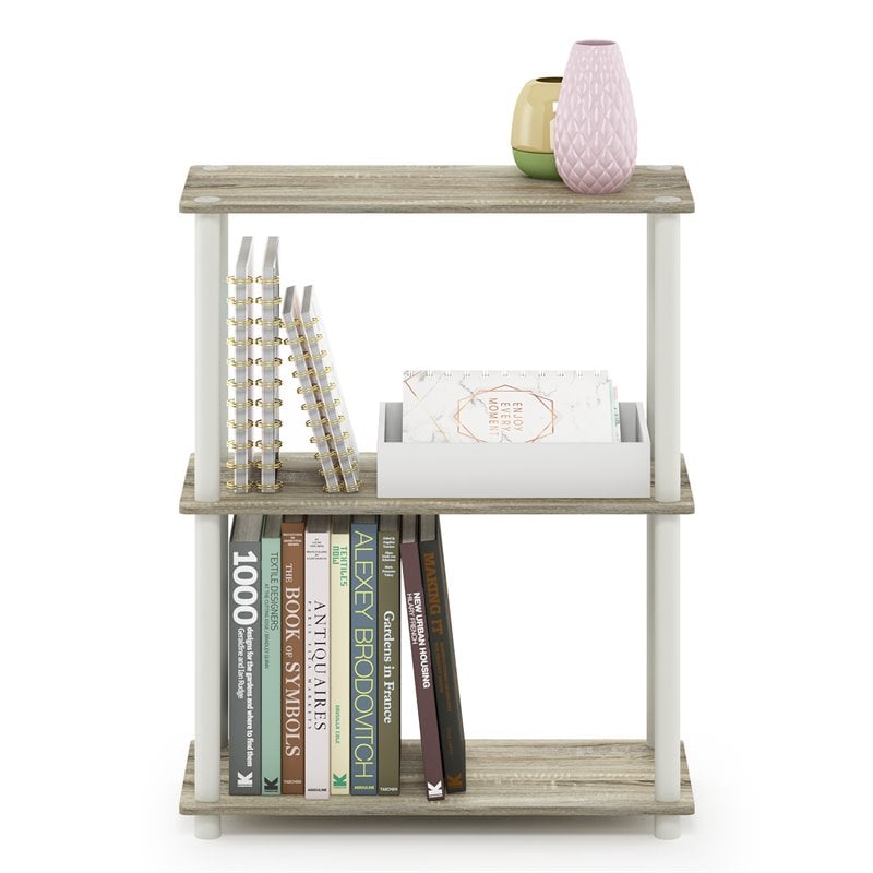 Furinno TURN-N-TUBE Wood 3-Tier Shelf Display Rack in Sonoma Oak