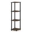 Furinno TURN-N-TUBE Wood 4-Tier Corner Display Rack in Columbia Walnut/Black