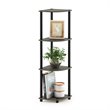 Furinno TURN-N-TUBE Wood 4-Tier Corner Display Rack in French Oak Gray/Black