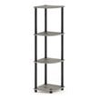 Furinno TURN-N-TUBE Wood 4-Tier Corner Display Rack in French Oak Gray/Black