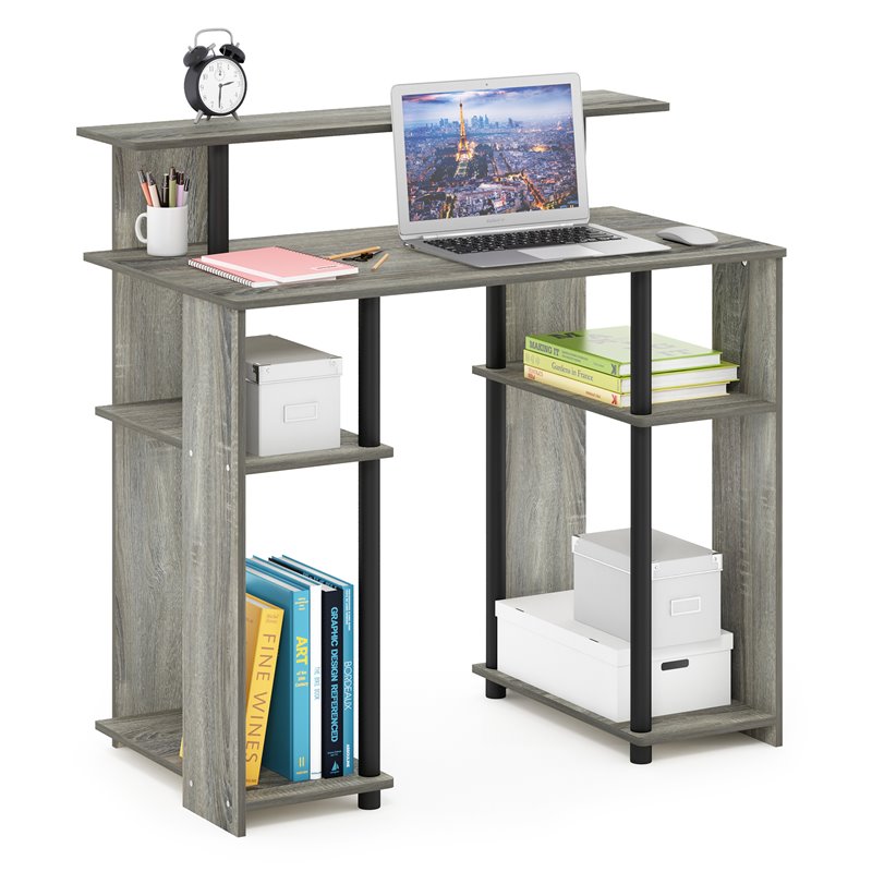 Furinno JAYA Engineered Wood Computer Writing Desk in French Oak Gray/Black