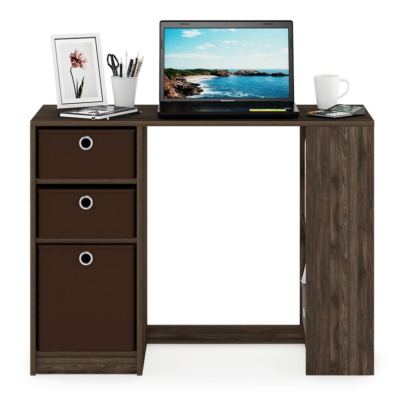 Furinno JAYA Engineered Wood Computer Study Desk in Columbia Walnut/Dark Brown