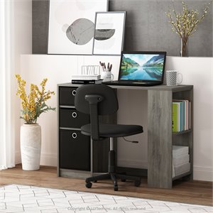 Furinno JAYA Engineered Wood Computer Study Desk in French Oak Gray/Black