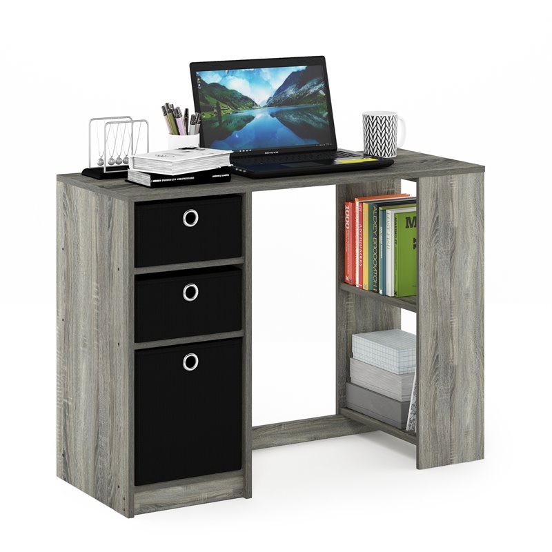 Furinno JAYA Engineered Wood Computer Study Desk in French Oak Gray/Black