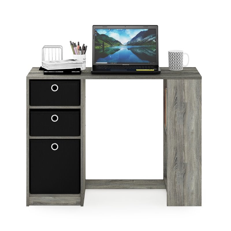Furinno JAYA Engineered Wood Computer Study Desk in French Oak Gray/Black