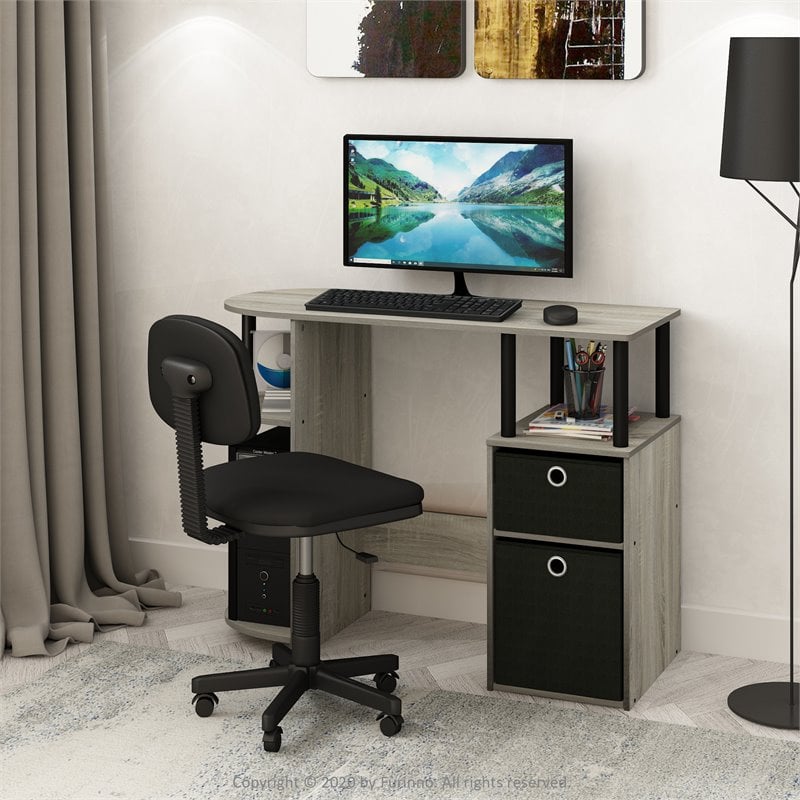 Furinno JAYA Engineered Wood SIMPLISTIC Computer Study Desk in Oak Gray/Black