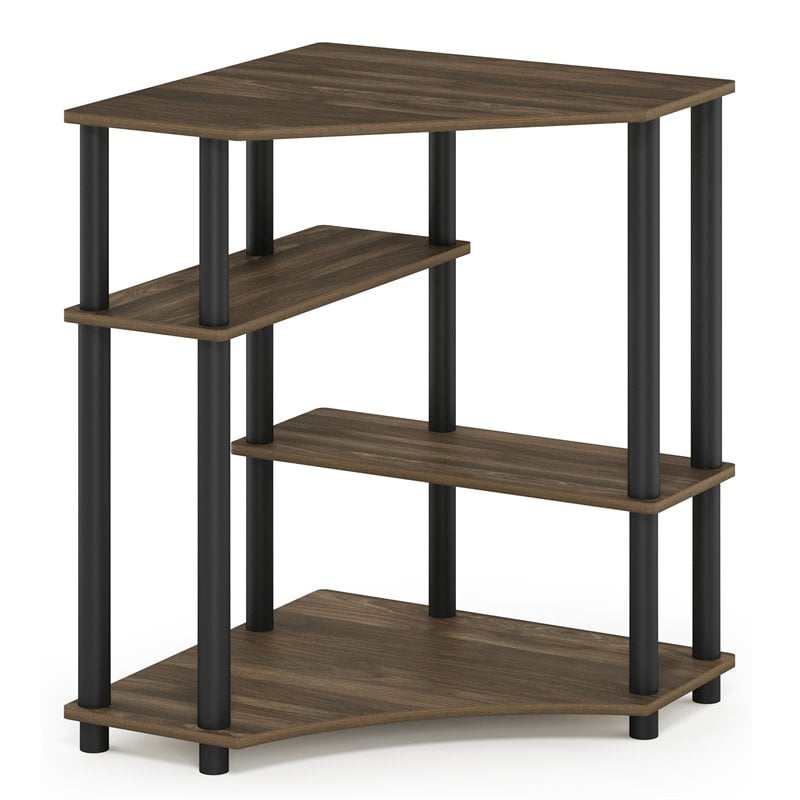 Furinno TURN-N-TUBE Engineered Wood Space Saving Corner Desk in Walnut/Black