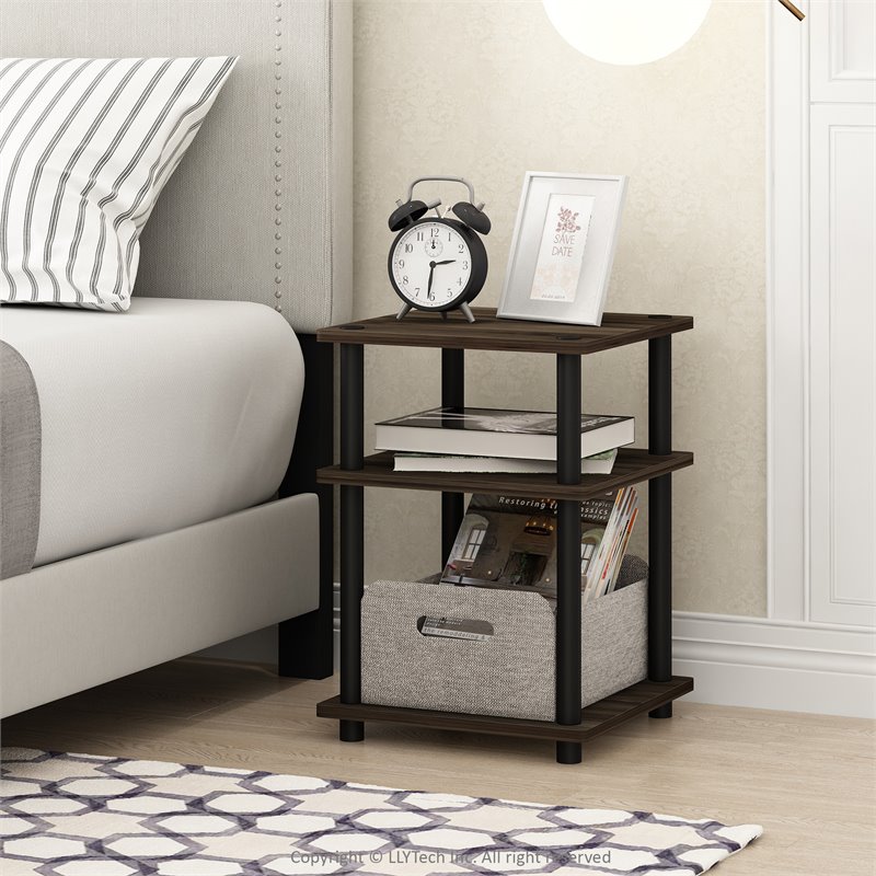 Furinno TURN-N-TUBE Engineered Wood Multipurpose Shelf in Columbia Walnut/Black