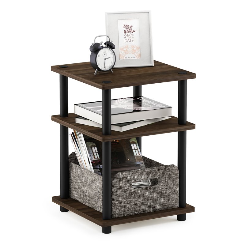 Furinno TURN-N-TUBE Engineered Wood Multipurpose Shelf in Columbia Walnut/Black