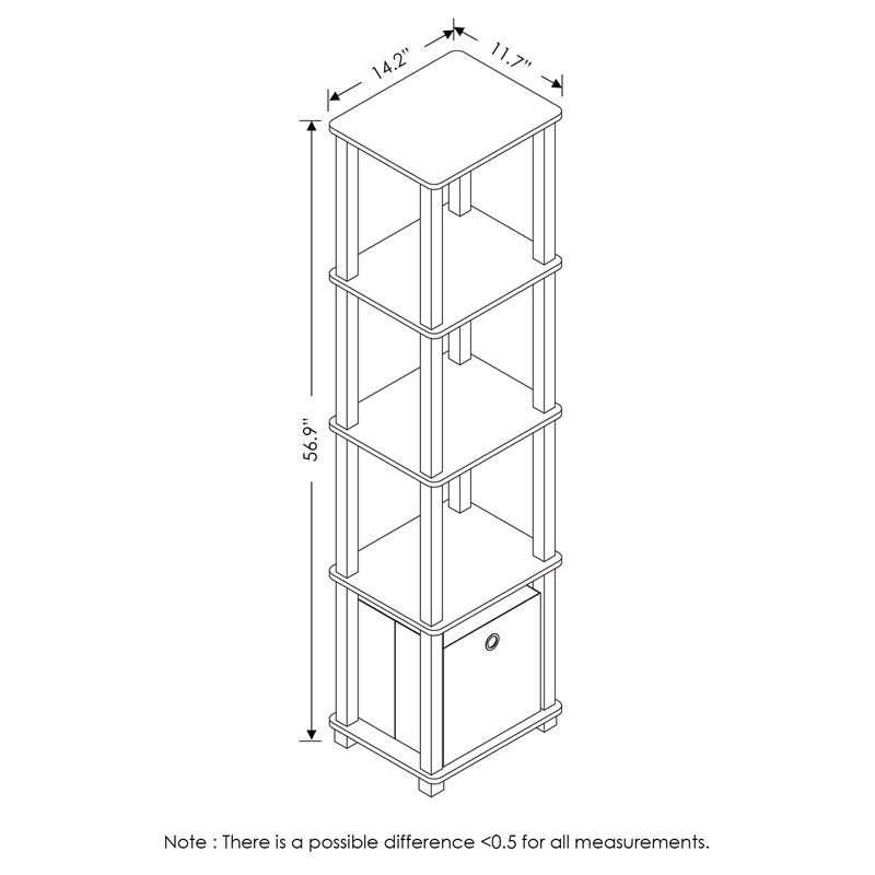 Furinno TNT No Tools Wood 5-Tier Decorative Shelf in Columbia Walnut/Black