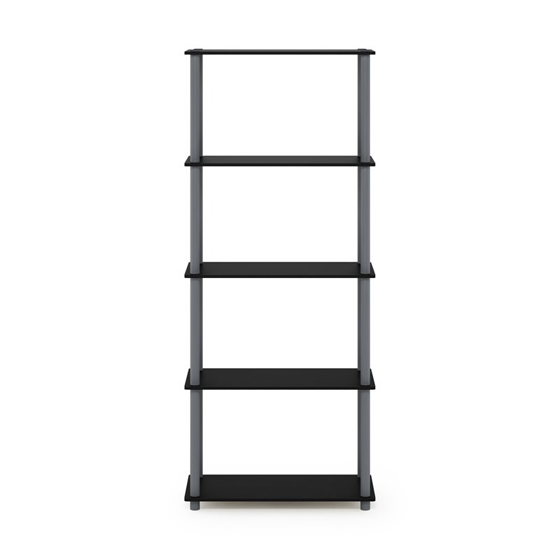 Furinno TURN-N-TUBE Engineered Wood 5-Tier Shelf Display Rack in Black/Gray