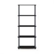 Furinno TURN-N-TUBE Engineered Wood 5-Tier Shelf Display Rack in Black/Gray