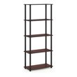 Furinno TURN-N-TUBE Engineered Wood 5-Tier Shelf Display Rack in Cherry/Black