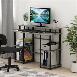 Furinno TURN-N-TUBE Engineered Wood Computer Desk in French Oak Gray/Black