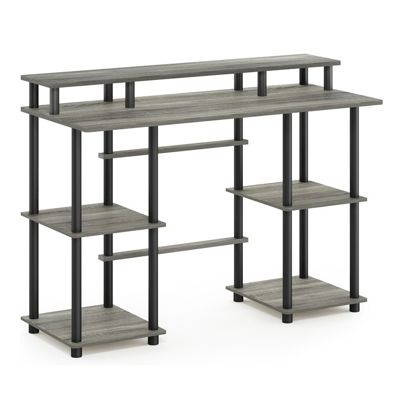 Furinno TURN-N-TUBE Engineered Wood Computer Desk in French Oak Gray/Black