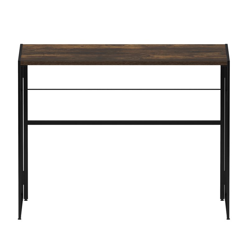 Furinno Riau No Tool Wood & Metal Frame Computer Desk in Rustic Oak/Black