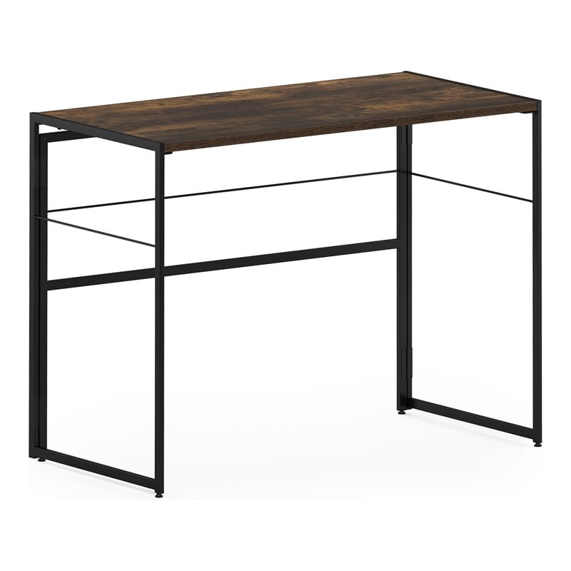 Furinno Riau No Tool Wood & Metal Frame Computer Desk in Rustic Oak/Black