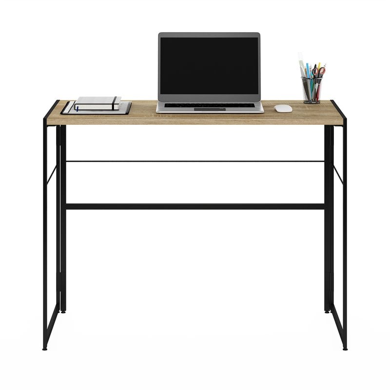 Furinno Riau No Tool Wood & Metal Frame Computer Desk in Sonoma Oak/Black