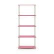 Furinno TURN-N-TUBE Engineered Wood 5-Tier Shelf Display Rack in Pink/White