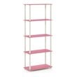 Furinno TURN-N-TUBE Engineered Wood 5-Tier Shelf Display Rack in Pink/White