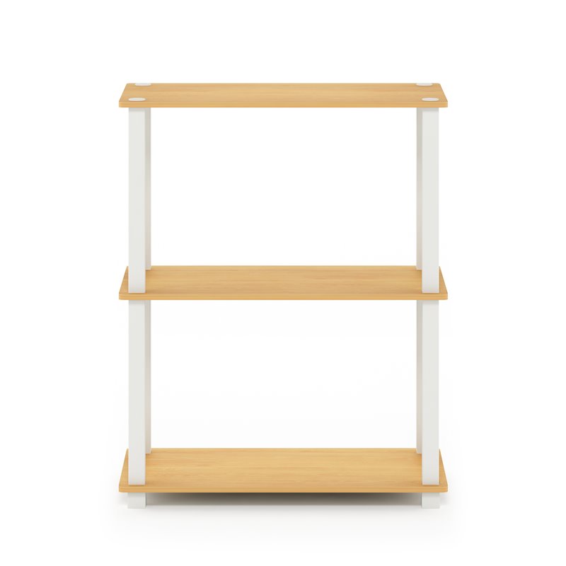 Furinno TURN-S-TUBE Engineered Wood 3-Tier Shelf Display Rack in Beech/White