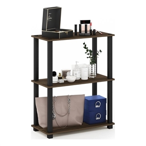 Furinno TURN-S-TUBE Engineered Wood 3-Tier Shelf Display Rack in Columbia Walnut