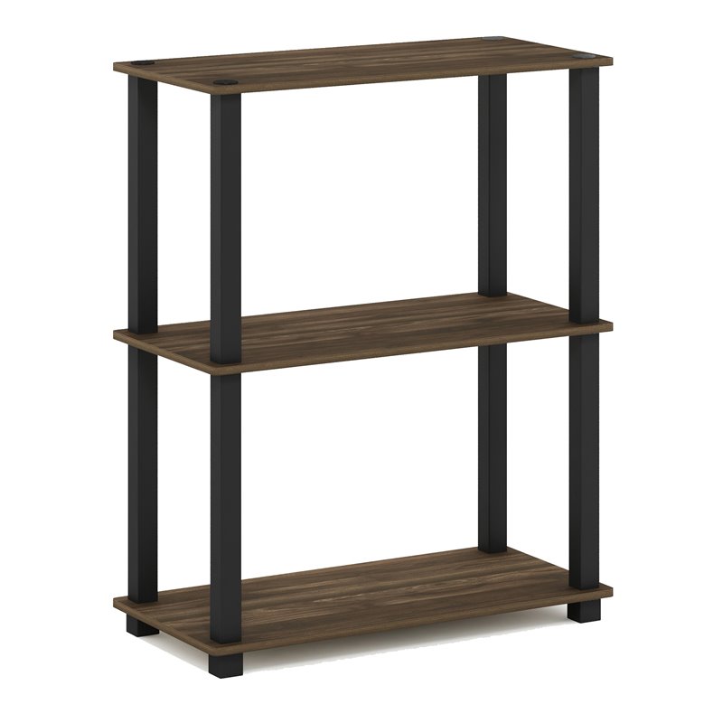 Furinno TURN-S-TUBE Engineered Wood 3-Tier Shelf Display Rack in Columbia Walnut