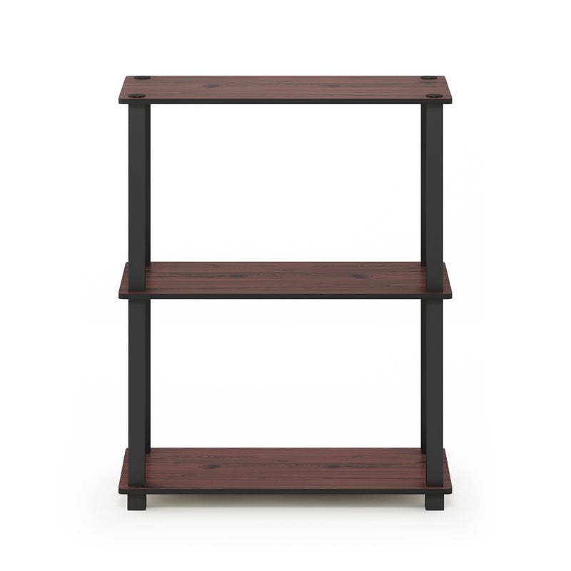 Furinno TURN-S-TUBE Engineered Wood 3-Tier Shelf Display Rack in Cherry/Black