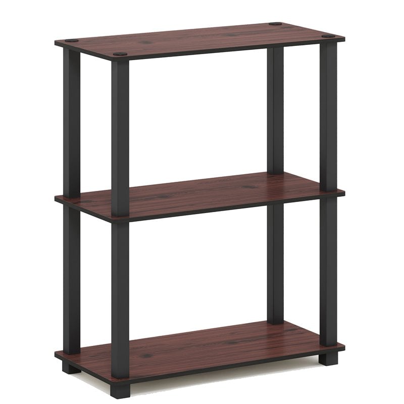 Furinno TURN-S-TUBE Engineered Wood 3-Tier Shelf Display Rack in Cherry/Black