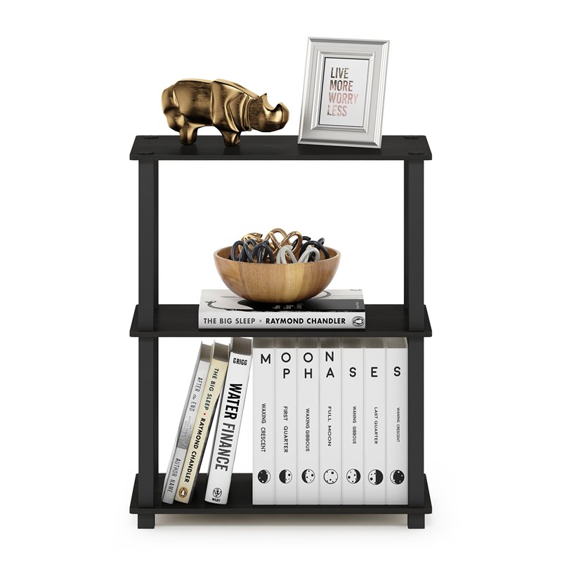 Furinno TURN-S-TUBE Engineered Wood 3-Tier Shelf Display Rack in Espresso/Black