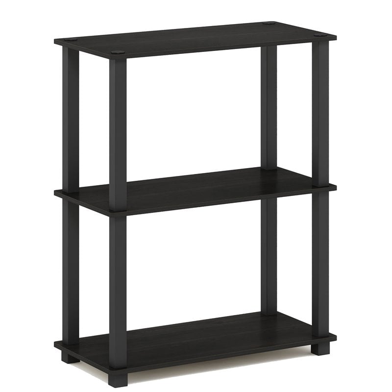 Furinno TURN-S-TUBE Engineered Wood 3-Tier Shelf Display Rack in Espresso/Black