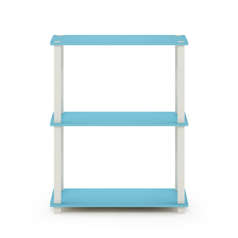 Furinno TURN-S-TUBE Engineered Wood 3-Tier Shelf Display Rack in Light Blue