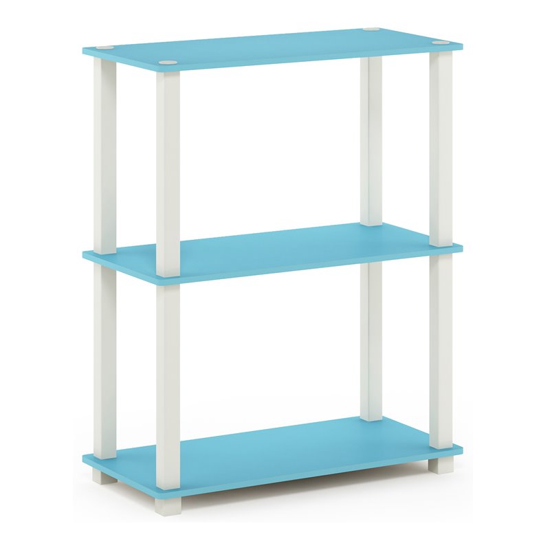Furinno TURN-S-TUBE Engineered Wood 3-Tier Shelf Display Rack in Light Blue